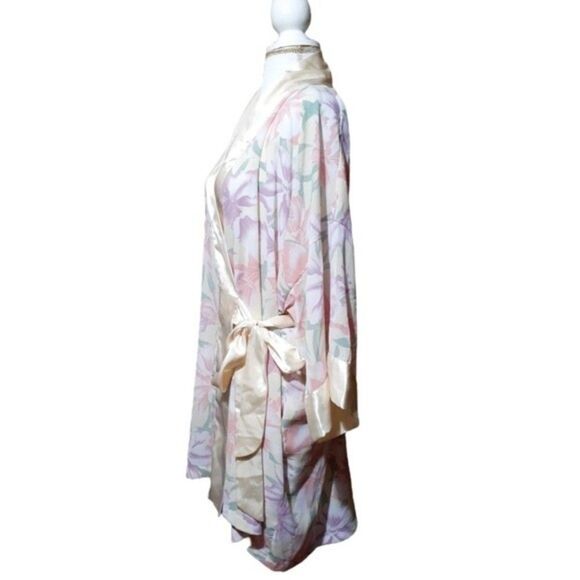 Victorias Secret VTG Gold Label Pink Floral Semi Sheer Sleepwear Robe Kimono O/S - Picture 4 of 7